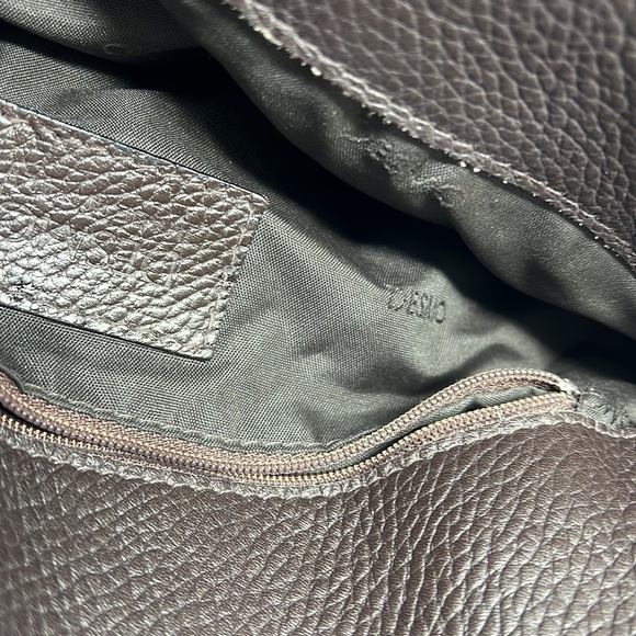 Desmo Brown Pebbled Leather Foldover Shoulder Crossbody Bag - Picture 10 of 11